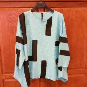 Berek Teal and Black blouse